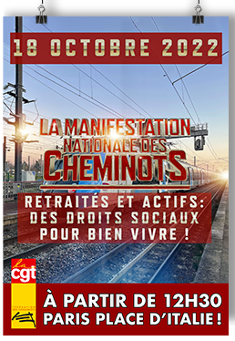 Affiche Action du 18 octobre 2022 Fédération CGT des cheminots